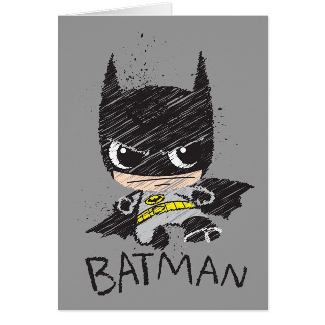 Mini Classic Batman Sketch Hälsningskort (Framsidan)
