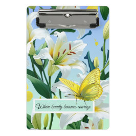 Mini Clip Board Gult Butterfly White Lily