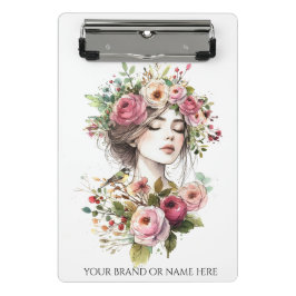 Mini Clipboard Women with Roses-Wreath