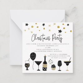 MINI | Cocktails Guld Black jul Party Inbjudan