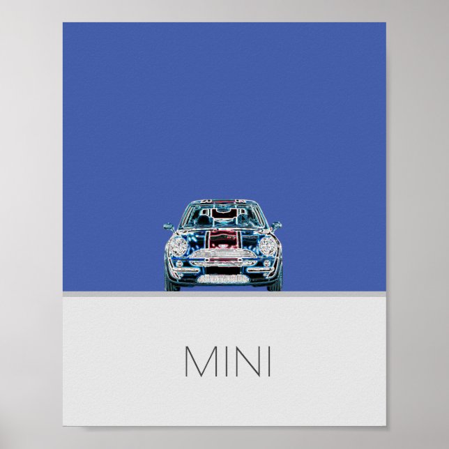 Mini Cooper blau Poster (Framsidan)
