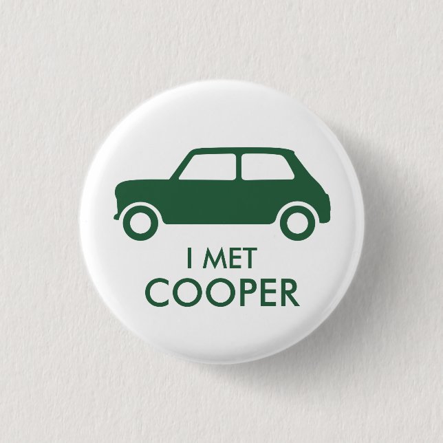 Mini Cooper bytespänne - Grön på vit Knapp (Framsida)