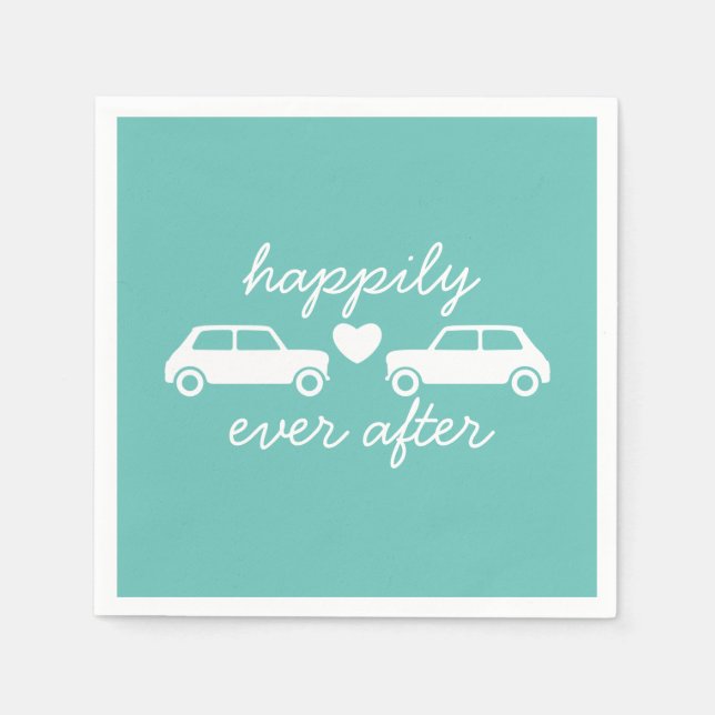 Mini Cooper Hearts - Teal - lyckligtvis allt efter Pappersservett (Framsidan)