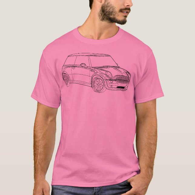 Mini Cooper Outline 2 Tee Shirt (Framsida)