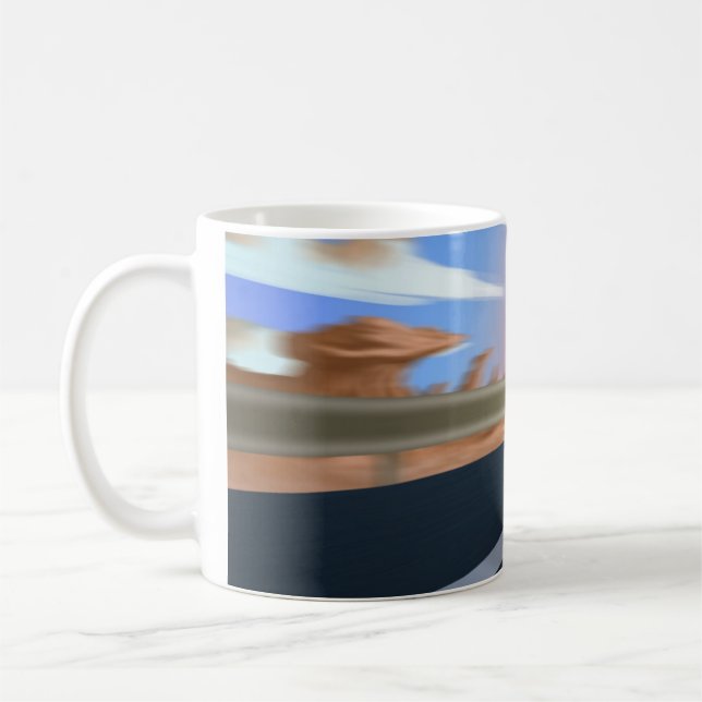 Mini cooper på vägen kaffemugg (Vänster)
