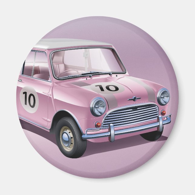 Mini Cooper S1 rosa Magnet (Framsidan)