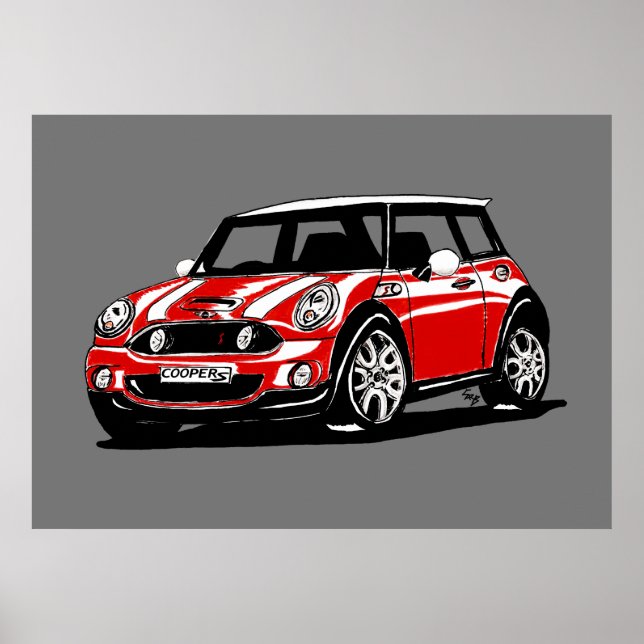 Mini Cooper S R56 Iconisk bil/Automotive Design Poster (Framsidan)