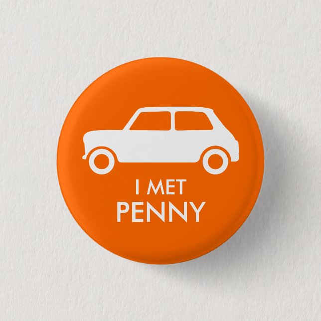 Mini Cooper Trading Pin - White on Orange Knapp (Framsida)