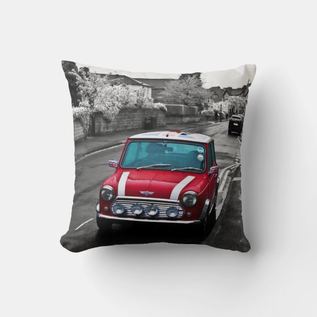 Mini Cooper Vintag Kissen Kudde (Framsida)