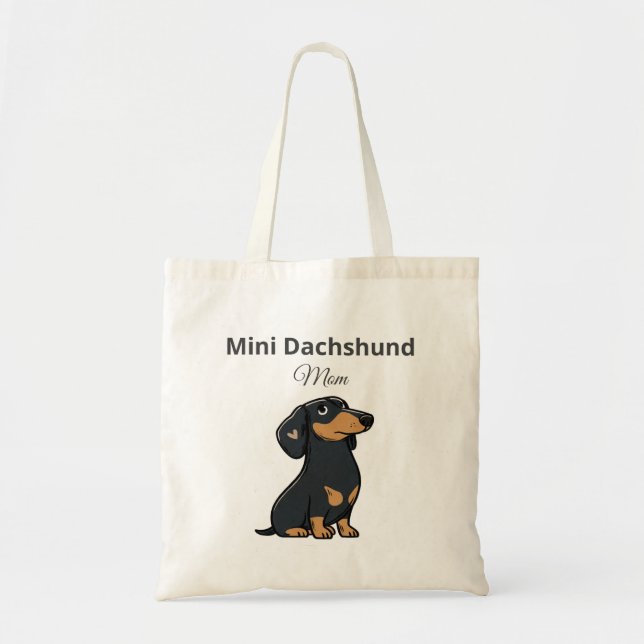 Mini Dachshund Mamma Tote Söt Hund Present Tygkasse (Framsidan)