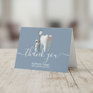 Mini Dentist & Tooth Dusty Blue Dental Office Tack Kort
