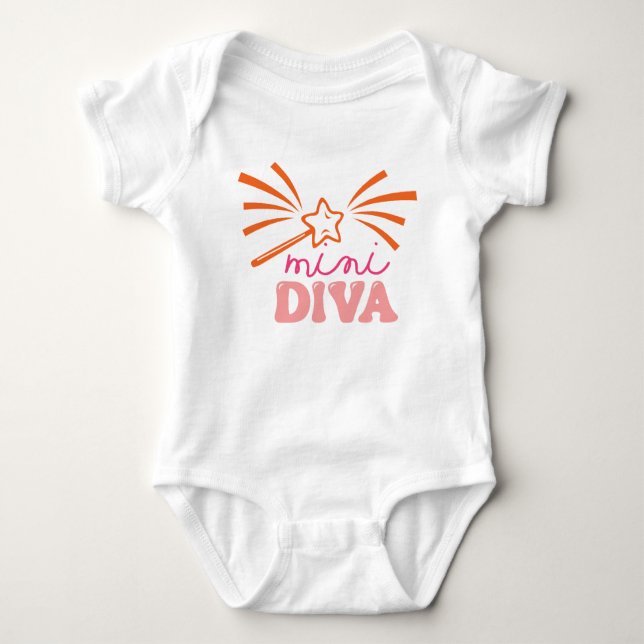 Mini Diva Cute Flicka Typography T Shirt (Framsida)