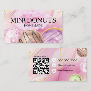 Mini Donuts Bagar Bageri Gods Vattenfärg Visitkort