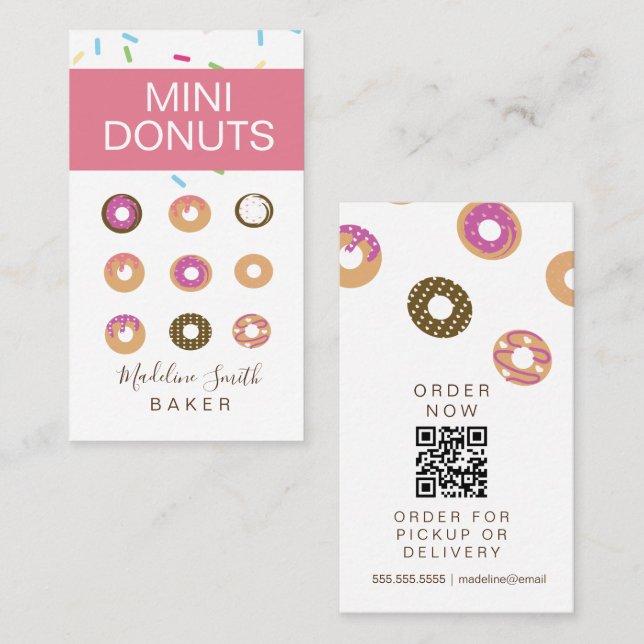 Mini Donuts Bageri Hemlagade Godsaker Visitkort (Fram/baksida)