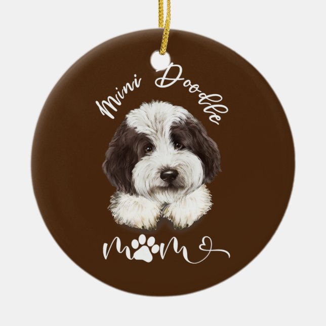 Mini Doodle Mamma Mors dag Goldendoodle Mamma Julgransprydnad Keramik (Framsidan)