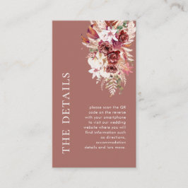 Mini Dusty Rosewood QR Wedding Details Tilläggskort