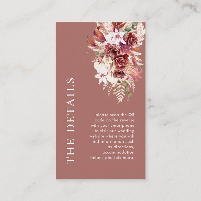 Mini Dusty Rosewood QR Wedding Details  Tilläggskort (Framsida)