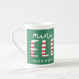 Mini Elf festive Red, grönt och vit jul Benporslin Mugg