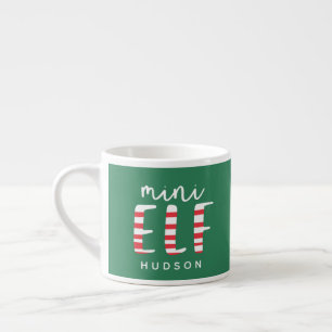 Mini Elf festive Red, grönt och vit jul Espressomugg