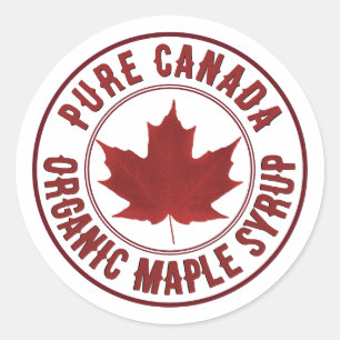 Mini-etikett för produkten Land Red Löv Maple Prod Runt Klistermärke