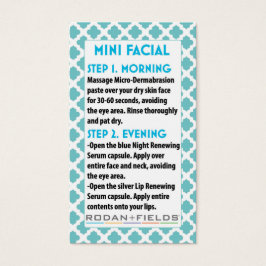 Mini Facial R +F card- Rodan + Fields facial Visitkort
