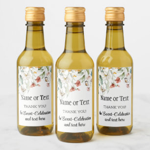 Mini Firande Tack still Life Blommigt Drop Vinetikett