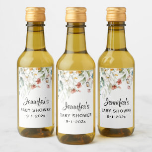 Mini Flaska Baby Shower Blommig Dropp Mini Vinetikett