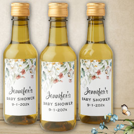Mini Flaska Baby Shower Blommigt Drop Mini Vinetikett