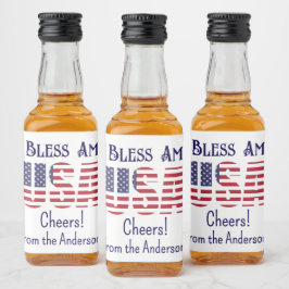 Mini flaskor USA Flagga 4 juli Röd Vit Blå Spritflaskor Etikett