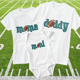 Mini fotboll familj matchande teal typografi t shirt