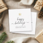 Mini Glad helg Elegant Script Guld Snowflake Anteckningskort<br><div class="desc">Dessa små helgdagskort i miniformat är moderna kort, elegant och vackra små kort med anpassningsbar som har en trendigets typografi som läser Glad helg i ett kalligrafiskt skript för snyggt under en utskriven snöflinga från guld med din egen familj namn och ett meddelande på baksidan (ta bort malltexten om ingen...</div>