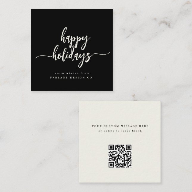 Mini Glad helg Modern skript Business QR-kod Anteckningskort (Fram/baksida)