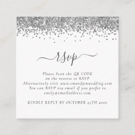 Mini Glam Silver Glitter QR-kod Bröllop OSA Tilläggskort