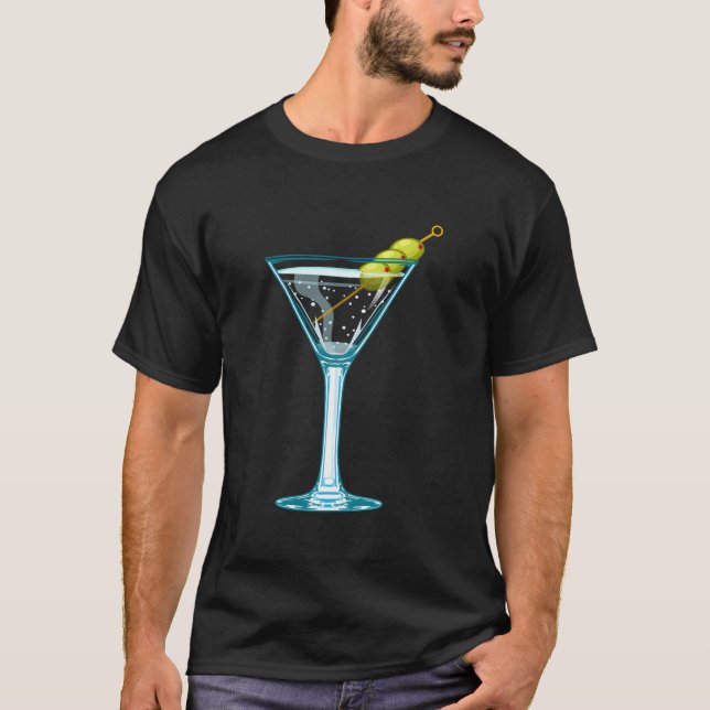 Mini Glass Green Olives Bender Vodka Drink T Shirt (Framsida)