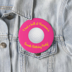 Mini Golf Boll Födelsedagsfest Rosa Knapp
