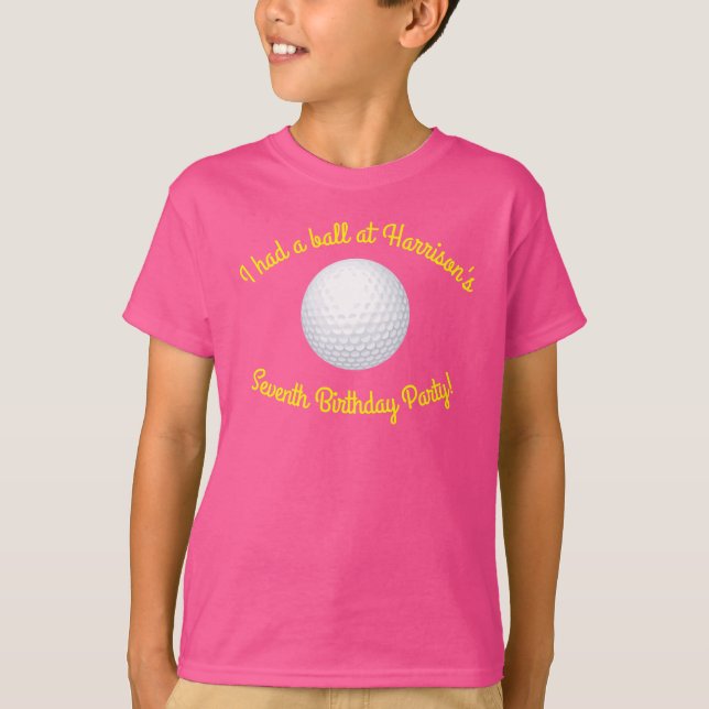 Mini Golf Bollar Födelsedagsfest Kids Rosa T Shirt (Framsida)