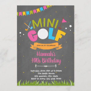 Mini golf födelsedagsfest inbjudan