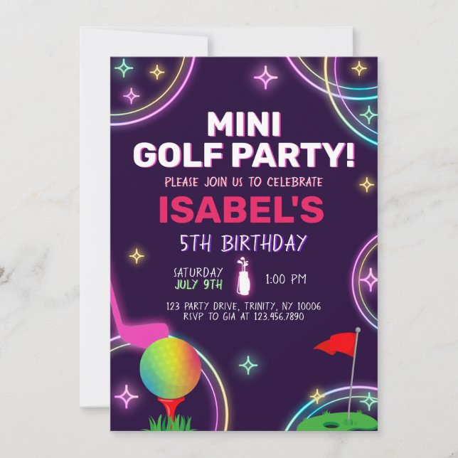 Mini Golf Födelsedagsfest Inbjudningar (Framsida)