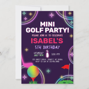 Mini Golf Födelsedagsfest Inbjudningar