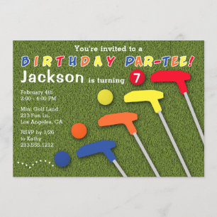 Mini Golf Par-Tee Putt Putt Boy's Birthday Inbjudningar