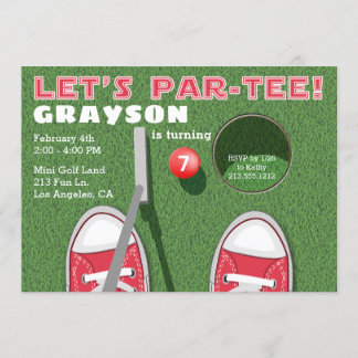 Mini Golf Par-Tee Putt Putt Boy's Birthday Inbjudningar