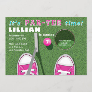 Mini Golf Par-Tee Putt Putt Girl's Birthday Inbjudningar