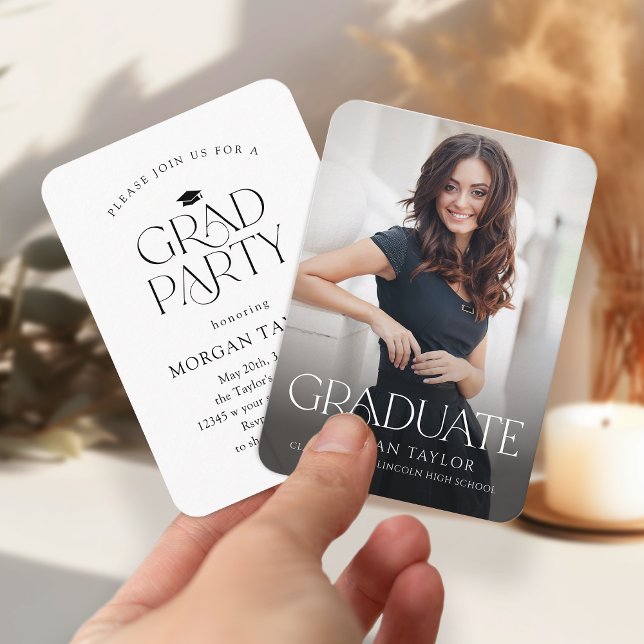 Mini Gracful Elegance Photo Studenten Inbjudan (Mini Graceful Elegance Photo Graduation Invite)