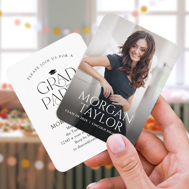 Mini Gracful Elegance Photo Studenten Inbjudan (Mini Graceful Elegance Photo Graduation Invite)
