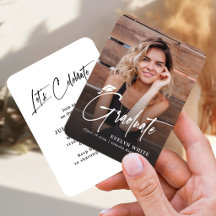 Mini Grad Cap Script Photo Graduation Invite