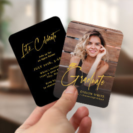 Mini Grad Cap Script Photo Graduation Invite Tilläggskort