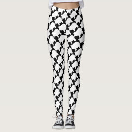 Mini- gris för vit All över tryckdamasker Leggings