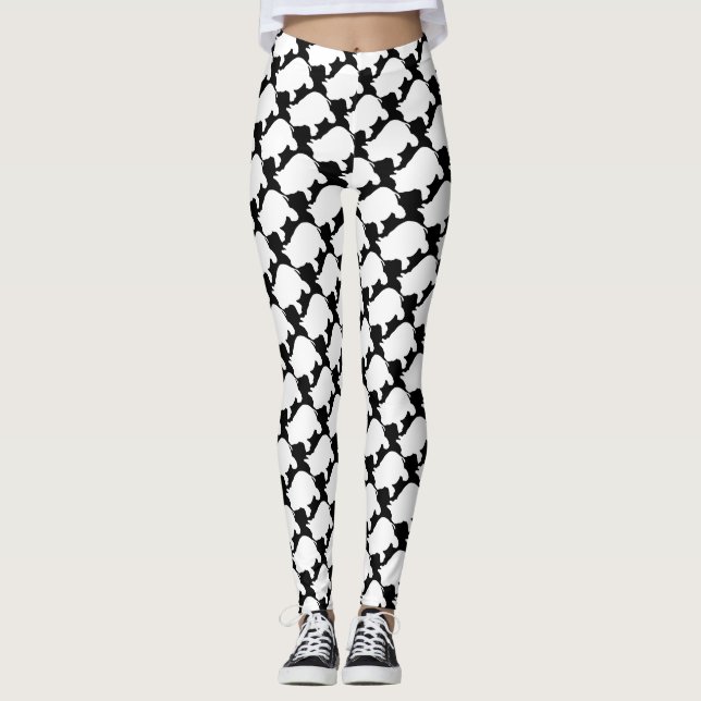 Mini- gris för vit All över tryckdamasker Leggings (Framsida)