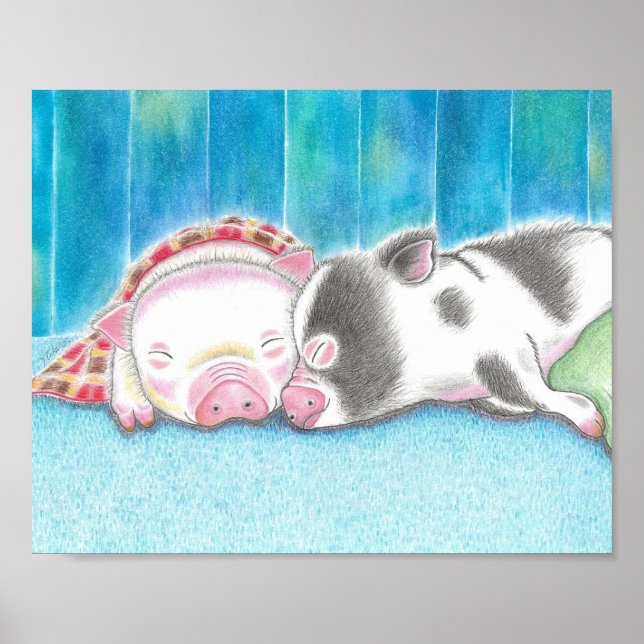 Mini Grisar Piglets Kids Art Poster Skriv ut (Framsidan)