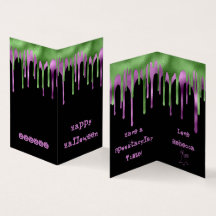 Mini Grönt Lila Slime Halloween Classroom-kort